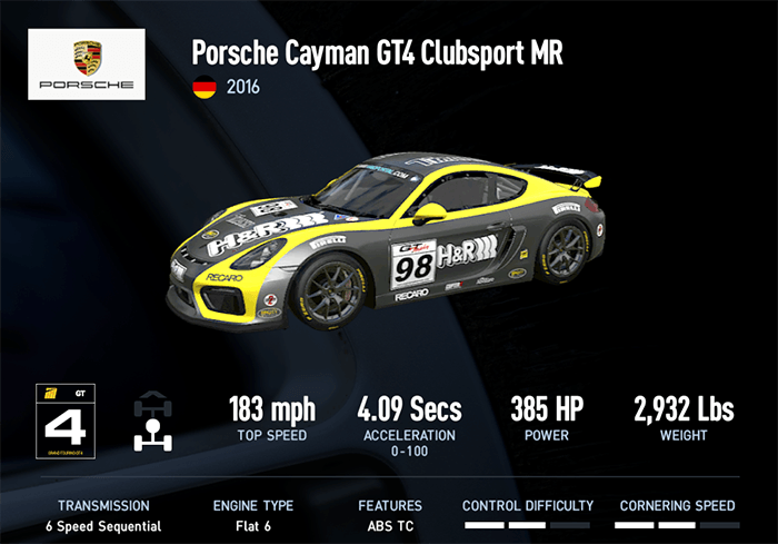 Porsche Cayman GT4 Clubsport MR (2016)